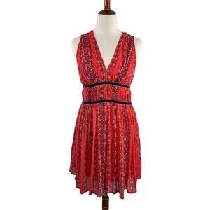 Abercrombie & Fitch Women's Red Pleated Sleeveless Dress Size Small